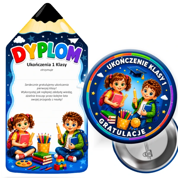 Przypinka z Dyplomem lub bez – Ukończenie 1 Klasy