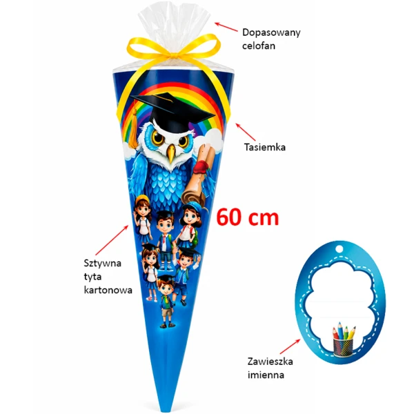 Zestaw Ukończenie Przedszkola (Dyplom, Biret, Rożek Obfitości 60 cm, Zakładka)