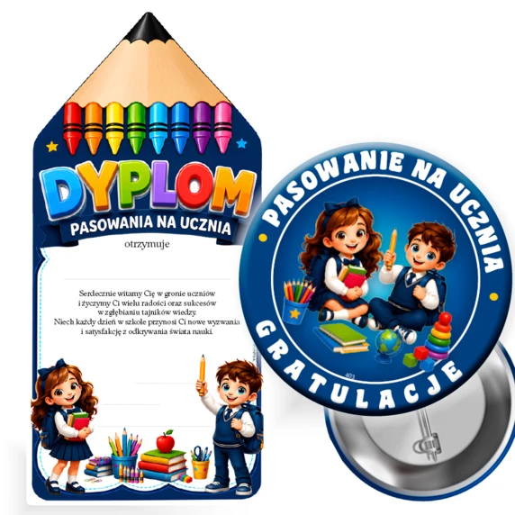 Przypinka z Dyplomem lub Bez – Pasowanie na Przedszkolaka