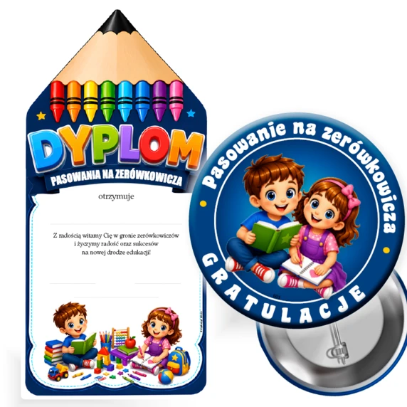 Przypinka z Dyplomem lub Bez – Pasowanie na Zerówkowicza