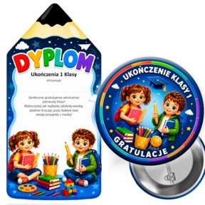 Przypinka z Dyplomem lub bez – Ukończenie 1 Klasy